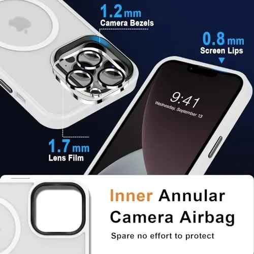MOCCA iPhone 13 Pro Max için Güçlü Manyetik Kılıf, [Magsafe ile Uyumlu] [Cam Ekran Koruyucu+Kamera Lens Koruyucu] İnce Darbeye Dayanıklı Kapaklı Telefon Kılıfı iPhone 13 Pro Max 6.7