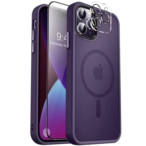 MOCCA iPhone 13 Pro Max için Güçlü Manyetik Kılıf,[Magsafe ile Uyumlu][Cam Ekran Koruyucu+Kamera Lens Koruyucu] İnce Darbeye Dayanıklı Kılıf iPhone 13 Pro Max 6.7