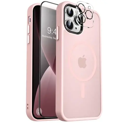 MOCCA iPhone 13 Pro Max Kılıfı için Güçlü Manyetik,[Magsafe ile Uyumlu][Cam Ekran Koruyucu+Kamera Lens Koruyucu] İnce Şok Geçirmez Kapak iPhone 13 Pro Max 6.7