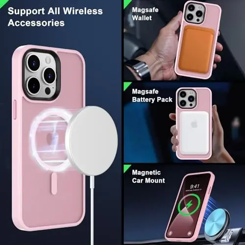 MOCCA iPhone 13 Pro Max Kılıfı için Güçlü Manyetik,[Magsafe ile Uyumlu][Cam Ekran Koruyucu+Kamera Lens Koruyucu] İnce Şok Geçirmez Kapak iPhone 13 Pro Max 6.7