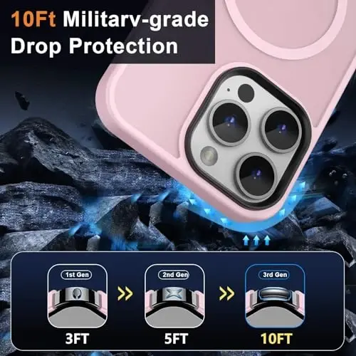 MOCCA iPhone 13 Pro Max Kılıfı için Güçlü Manyetik,[Magsafe ile Uyumlu][Cam Ekran Koruyucu+Kamera Lens Koruyucu] İnce Şok Geçirmez Kapak iPhone 13 Pro Max 6.7