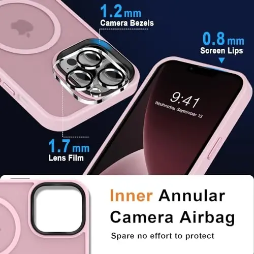 MOCCA iPhone 13 Pro Max Kılıfı için Güçlü Manyetik,[Magsafe ile Uyumlu][Cam Ekran Koruyucu+Kamera Lens Koruyucu] İnce Şok Geçirmez Kapak iPhone 13 Pro Max 6.7