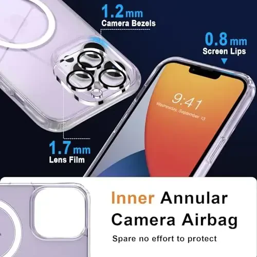 MOCCA Strong Magnetic for iPhone 13 Pro Max Case,[Compatible with Magsafe][Glass Screen Protector+Camera Lens Protector] Slim Thin Shockproof Cover Phone Case for iPhone 13 Pro Max 6.7