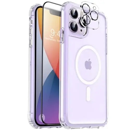 MOCCA Strong Magnetic for iPhone 13 Pro Max Case,[Compatible with Magsafe][Glass Screen Protector+Camera Lens Protector] Slim Thin Shockproof Cover Phone Case for iPhone 13 Pro Max 6.7
