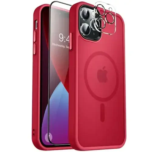 MOCCA iPhone 13 Pro Max uchun kuchli magnitli g‘ilof, [Magsafe bilan mos][Shisha ekran himoyachisi+Kamera linzalari himoyachisi] iPhone 13 Pro Max 6.7