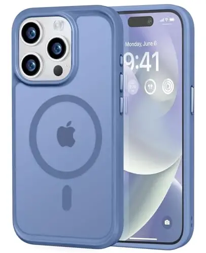 MOCCA Strong Magnetic for iPhone 14 Pro Case, [Compatible with Magsafe][13FT Military Drop Protection] Slim Translucent Matte Shockproof Case for iPhone 14 Pro Phone Case 6.1'', Blue - 1