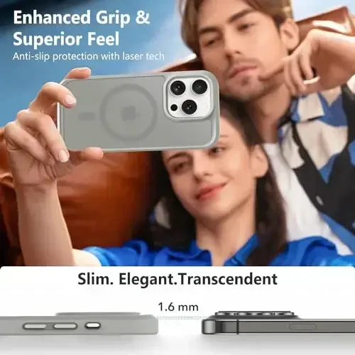 MOCCA Strong Magnetic for iPhone 14 Pro Case, [Compatible with Magsafe][13FT Military Drop Protection] Slim Translucent Matte Shockproof Case for iPhone 14 Pro Phone Case 6.1'', Titanium Gray - 6