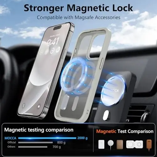 MOCCA Strong Magnetic for iPhone 14 Pro Case, [Compatible with Magsafe][13FT Military Drop Protection] Slim Translucent Matte Shockproof Case for iPhone 14 Pro Phone Case 6.1'', Titanium Gray - MOCCA (1)