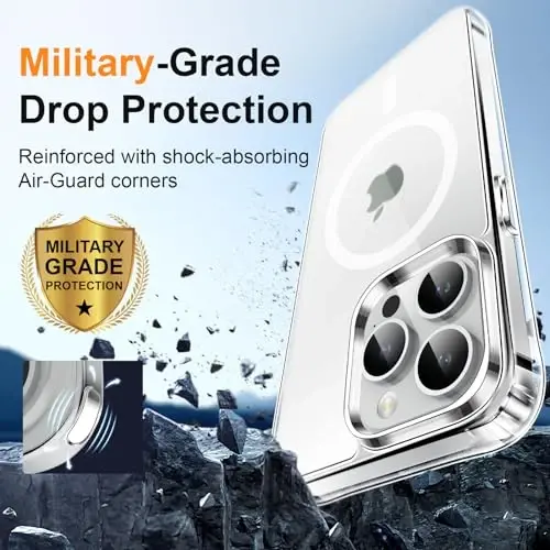 MOCCA Strong Magnetic for iPhone 14 Pro Case Clear, [Non-Yellowing][Compatible with Magsafe][Military Drop Protection] Slim Shockproof Protective Phone Case for iPhone 14 Pro Phone Case 6.1