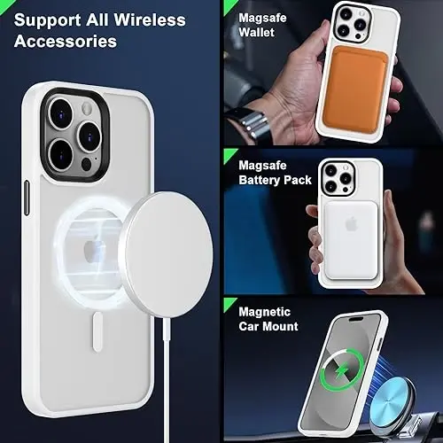 MOCCA iPhone 14 Pro Max Kılıfı için Güçlü Manyetik [Magsafe ile Uyumlu] [10FT Askeri Sınıf Koruyucu] Yarı Saydam Mat İnce Darbeye Dayanıklı iPhone 14 Pro Max 6.7
