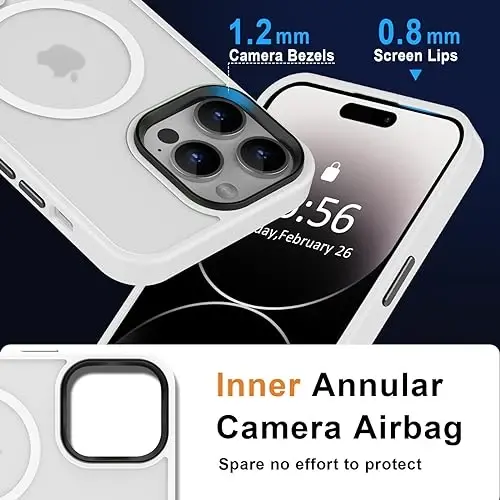 MOCCA iPhone 14 Pro Max Kılıfı için Güçlü Manyetik [Magsafe ile Uyumlu] [10FT Askeri Sınıf Koruyucu] Yarı Saydam Mat İnce Darbeye Dayanıklı iPhone 14 Pro Max 6.7