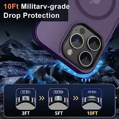 MOCCA Strong Magnetic for iPhone 14 Pro Max Case [Compatible with Magsafe] [10FT Military Grade Protective] Translucent Matte Slim Shockproof Case for iPhone 14 Pro Max 6.7