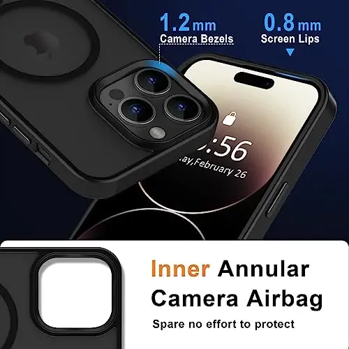 MOCCA iPhone 14 Pro Max Kılıfı için Güçlü Manyetik [Magsafe Uyumlu] [10FT Askeri Sınıf Koruyucu] Yarı Saydam Mat İnce Darbeye Dayanıklı iPhone 14 Pro Max 6.7