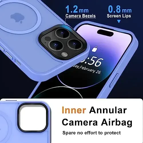 MOCCA Strong Magnetic for iPhone 14 Pro Max Case [Compatible with Magsafe] [10FT Military Grade Protective] Translucent Matte Slim Shockproof Case for iPhone 14 Pro Max 6.7