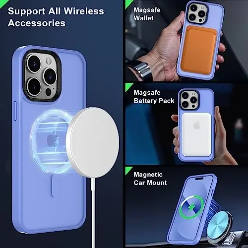 MOCCA Strong Magnetic for iPhone 14 Pro Max Case [Compatible with Magsafe] [10FT Military Grade Protective] Translucent Matte Slim Shockproof Case for iPhone 14 Pro Max 6.7