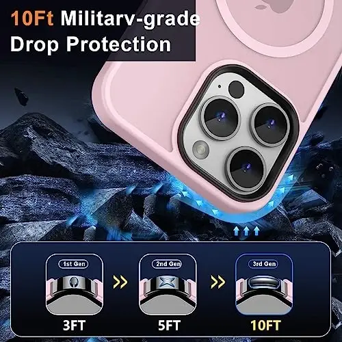 MOCCA Strong Magnetic for iPhone 14 Pro Max Case [Compatible with Magsafe] [10FT Military Grade Protective] Translucent Matte Slim Shockproof Case for iPhone 14 Pro Max 6.7