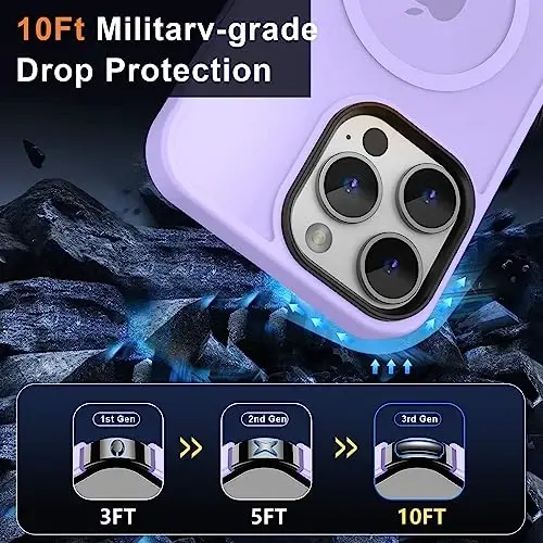 MOCCA iPhone 14 Pro Max uchun kuchli magnitli g‘ilof [Magsafe bilan mos] [10 FT harbiy darajadagi himoya] Yarim shaffof matli ingichka zarbga chidamli g‘ilof iPhone 14 Pro Max 6.7