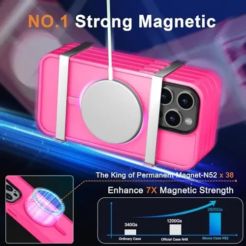 MOCCA iPhone 14 Pro Max uchun kuchli magnitli g'ilof [Magsafe bilan mos] [10FT harbiy darajadagi himoya] Yarim shaffof matli ingichka zarbga chidamli g'ilof iPhone 14 Pro Max 6.7