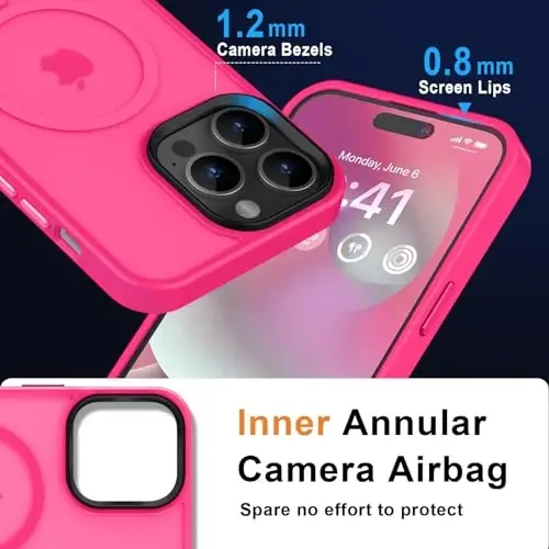 MOCCA iPhone 14 Pro Max uchun kuchli magnitli g'ilof [Magsafe bilan mos] [10FT harbiy darajadagi himoya] Yarim shaffof matli ingichka zarbga chidamli g'ilof iPhone 14 Pro Max 6.7