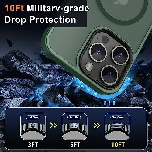 MOCCA iPhone 14 Pro Max uchun kuchli magnitli g‘ilof [Magsafe bilan mos] [10FT harbiy darajadagi himoya] Yarim shaffof mato Slim zarbga chidamli g‘ilof iPhone 14 Pro Max 6.7