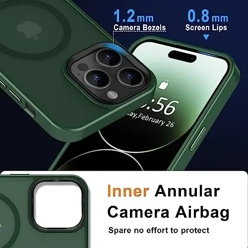 MOCCA iPhone 14 Pro Max uchun kuchli magnitli g‘ilof [Magsafe bilan mos] [10FT harbiy darajadagi himoya] Yarim shaffof mato Slim zarbga chidamli g‘ilof iPhone 14 Pro Max 6.7