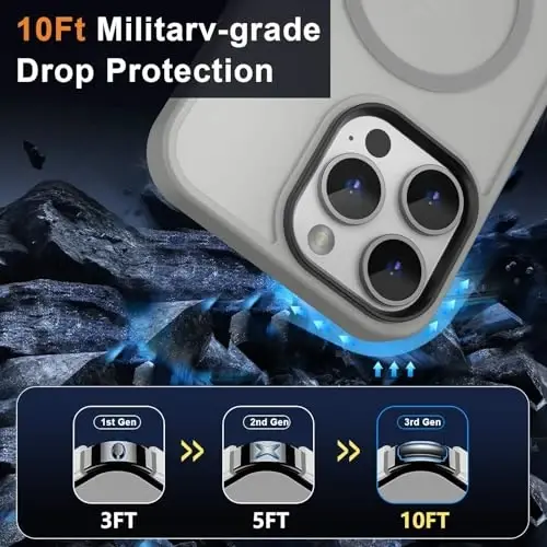 MOCCA iPhone 14 Pro Max uchun kuchli magnitli gʻilof [Magsafe bilan mos] [10FT harbiy darajadagi himoya] Yarim shaffof mato Slim zarbga chidamli gʻilof iPhone 14 Pro Max 6.7