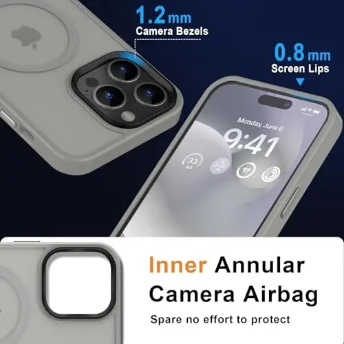 MOCCA iPhone 14 Pro Max uchun kuchli magnitli gʻilof [Magsafe bilan mos] [10FT harbiy darajadagi himoya] Yarim shaffof mato Slim zarbga chidamli gʻilof iPhone 14 Pro Max 6.7