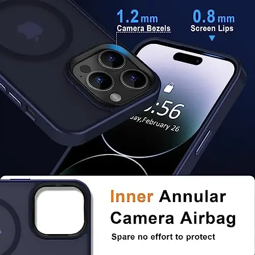 MOCCA iPhone 14 Pro Max uchun kuchli magnitli gʻilof [Magsafe bilan mos keladi] [10FT harbiy darajadagi himoya] Yarim shaffof mato Slim zarbga chidamli gʻilof iPhone 14 Pro Max 6.7