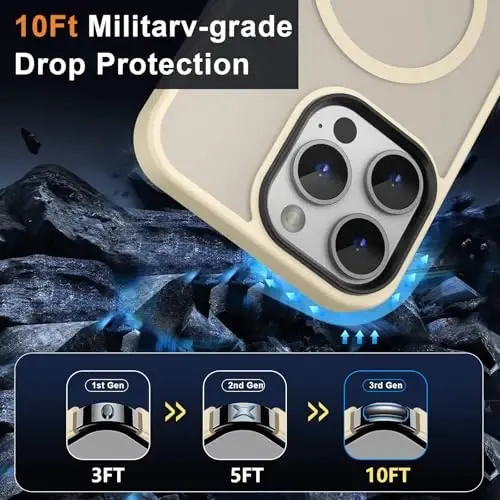 MOCCA iPhone 14 Pro Max uchun kuchli magnitli g'ilof [Magsafe bilan mos keladi] [10FT harbiy standart himoya] Yarim shaffof matli ingichka zarbga chidamli g'ilof iPhone 14 Pro Max 6.7