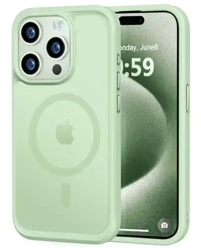 MOCCA Strong Magnetic for iPhone 15 Pro Case, [Compatible with Magsafe][13FT Military Drop Protection] Slim Translucent Matte Shockproof Case for iPhone 15 Pro Phone Case 6.1'', Light Green - 1