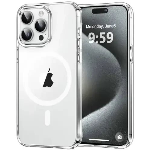 MOCCA Strong Magnetic for iPhone 15 Pro Case Clear, [Non-Yellowing][Compatible with Magsafe][Military Drop Protection] Slim Shockproof Protective Phone Case for iPhone 15 Pro Phone Case 6.1