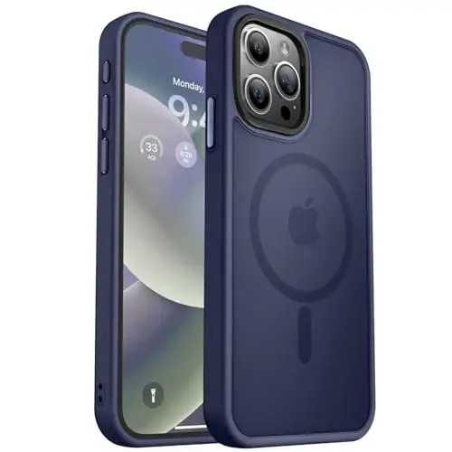 MOCCA Strong Magnetic for iPhone 15 Pro Max Case, [Compatible with Magsafe][13FT Military Drop Protection] Slim Translucent Matte Shockproof Case for iPhone 15 ProMax Case 6.7'', Deep Blue - 1
