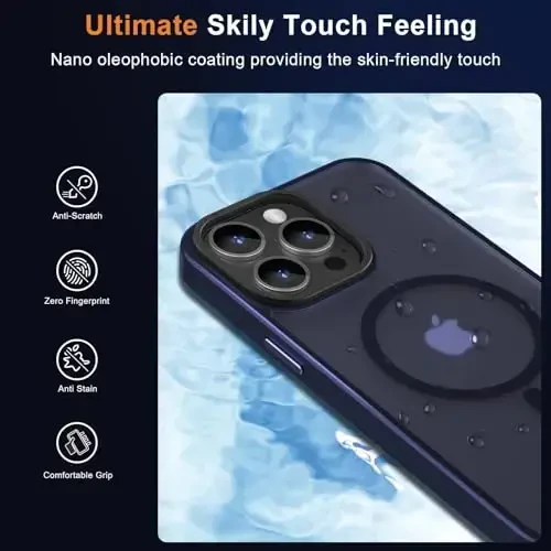 MOCCA Strong Magnetic for iPhone 15 Pro Max Case, [Compatible with Magsafe][13FT Military Drop Protection] Slim Translucent Matte Shockproof Case for iPhone 15 ProMax Case 6.7'', Deep Blue - 6