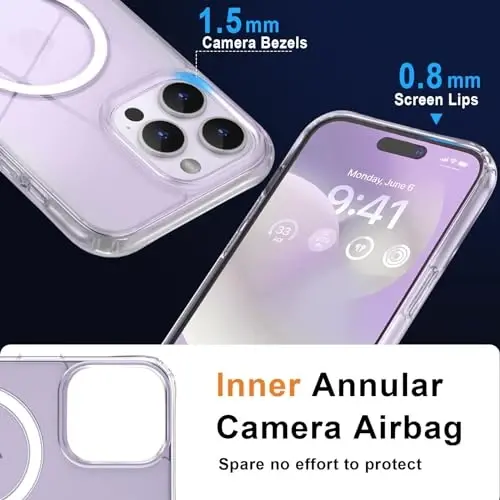 MOCCA Strong Magnetic for iPhone 15 Pro Max Case Clear, [Non-Yellowing][Compatible with Magsafe][Military Drop Protection] Slim Shockproof Protective Phone Case for iPhone 15 ProMax Case 6.7
