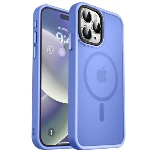 MOCCA iPhone 15 Pro Max uchun kuchli magnitli g‘ilof, [Magsafe bilan mos][13FT harbiy darajadagi zarbadan himoya] iPhone 15 ProMax 6.7'' uchun ingichka yarim shaffof mat zarbga chidamli g‘ilof, ko‘k - MOCCA