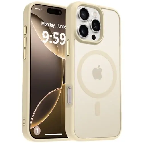 MOCCA Strong Magnetic for iPhone 16 Pro Max Phone Case, [Compatible with Magsafe][16FT Mil-Grade Drop Protection] Slim Translucent Matte Protective Cover Case for iPhone 16 Pro Max Case, Light Gold - 1