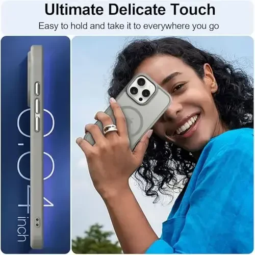 MOCCA iPhone 16 Pro Max uchun kuchli magnitli telefon g‘ilofi, [Magsafe bilan mos][16FT harbiy standartdagi zarbadan himoya] iPhone 16 Pro Max uchun ingichka yarim shaffof mato himoya g‘ilofi, titanium kulrang - 6