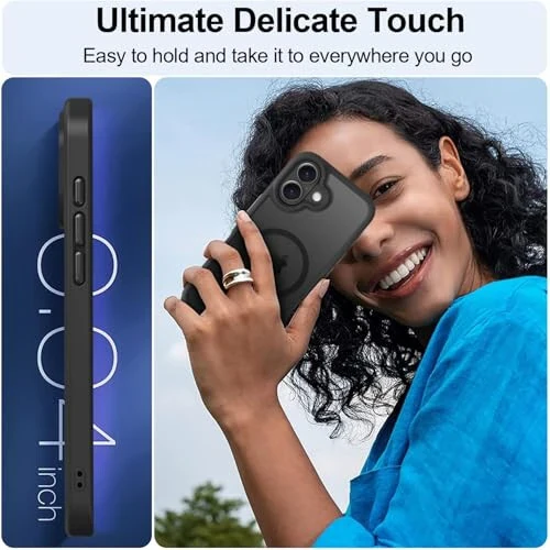 MOCCA iPhone 16 uchun kuchli magnitli gʻilof, [Magsafe bilan mos keladi] [16FT harbiy standartga mos tushishdan himoya] Yupqa yarim shaffof matli himoya gʻilof, iPhone 16 telefon gʻilofi 6.1