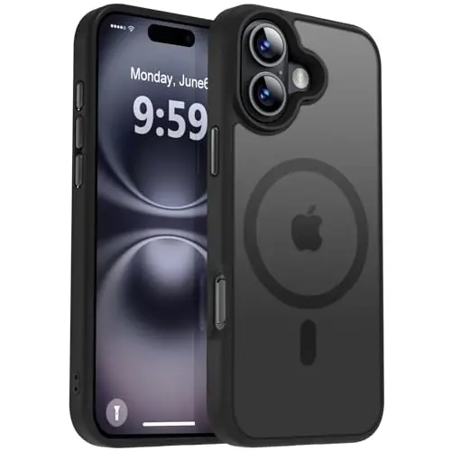 MOCCA iPhone 16 uchun kuchli magnitli gʻilof, [Magsafe bilan mos keladi] [16FT harbiy standartga mos tushishdan himoya] Yupqa yarim shaffof matli himoya gʻilof, iPhone 16 telefon gʻilofi 6.1