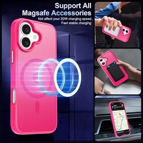MOCCA iPhone 16 uchun kuchli magnitli g‘ilof, [Magsafe bilan mos keladi][16FT harbiy standartga mos tushishdan himoya] iPhone 16 telefon g‘ilofi 6.1