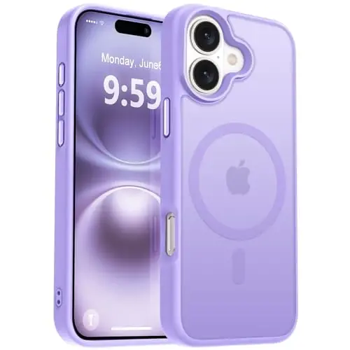 MOCCA iPhone 16 uchun kuchli magnitli g'ilof, [Magsafe bilan mos keladi][16FT harbiy standartga mos tushishdan himoya] Yupqa shaffof mat qoplamali himoya g'ilofi iPhone 16 telefon g'ilofi 6.1
