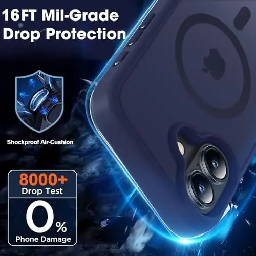 MOCCA iPhone 16 uchun kuchli magnitli g‘ilof, [Magsafe bilan mos][16 FT harbiy darajadagi zarbadan himoya] iPhone 16 telefon g‘ilofi 6.1