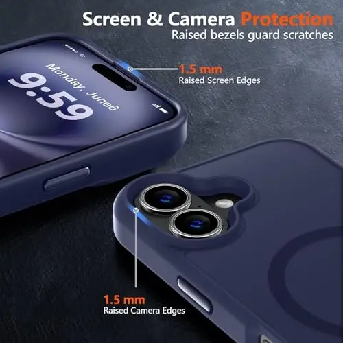 MOCCA iPhone 16 uchun kuchli magnitli g‘ilof, [Magsafe bilan mos][16 FT harbiy darajadagi zarbadan himoya] iPhone 16 telefon g‘ilofi 6.1