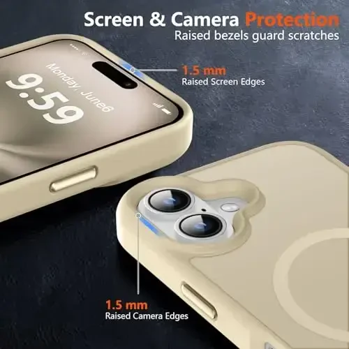 MOCCA iPhone 16 uchun kuchli magnitli g'ilof, [Magsafe bilan mos][16FT harbiy darajadagi tushishdan himoya] Yupqa yarim shaffof matli himoya g'ilofi iPhone 16 telefon g'ilofi 6.1