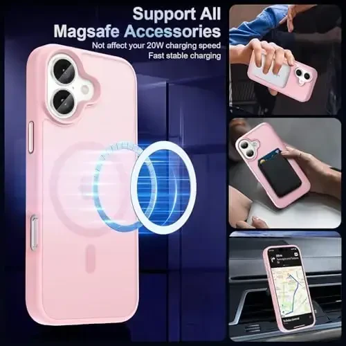 MOCCA iPhone 16 uchun kuchli magnitli g‘ilof, [Magsafe bilan mos][16FT harbiy darajadagi zarbadan himoya] Yupqa yarim shaffof matli himoya g‘ilof iPhone 16 telefon g‘ilofi 6.1