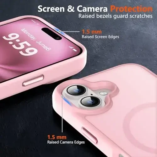 MOCCA iPhone 16 uchun kuchli magnitli g‘ilof, [Magsafe bilan mos][16FT harbiy darajadagi zarbadan himoya] Yupqa yarim shaffof matli himoya g‘ilof iPhone 16 telefon g‘ilofi 6.1