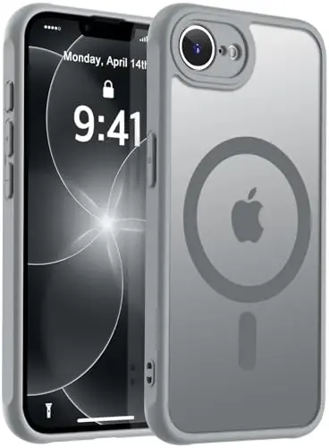 MOCCA Strong Magnetic for iPhone 16e Case [Compatible with Magsafe] [Full Camera Protection] Slim Translucent Matte Shockproof Cover for iPhone 16e Phone Case 6.1'',Titanium Gray 