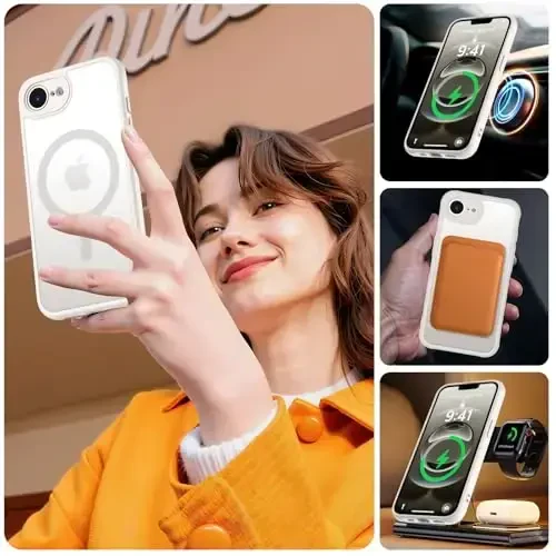 MOCCA Strong Magnetic for iPhone 16e Case [Compatible with Magsafe] [Full Camera Protection] Slim Translucent Matte Shockproof Cover for iPhone 16e Phone Case 6.1'',Stone - 6