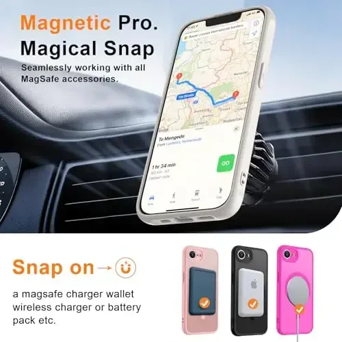 MOCCA Strong Magnetic for iPhone 16e Case [Compatible with Magsafe] [Full Camera Protection] Slim Translucent Matte Shockproof Cover for iPhone 16e Phone Case 6.1'',Stone - 4