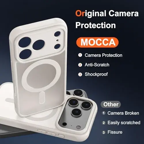 MOCCA Strong Magnetic for iPhone 16e Case [Compatible with Magsafe] [Full Camera Protection] Slim Translucent Matte Shockproof Cover for iPhone 16e Phone Case 6.1'',Stone - 3